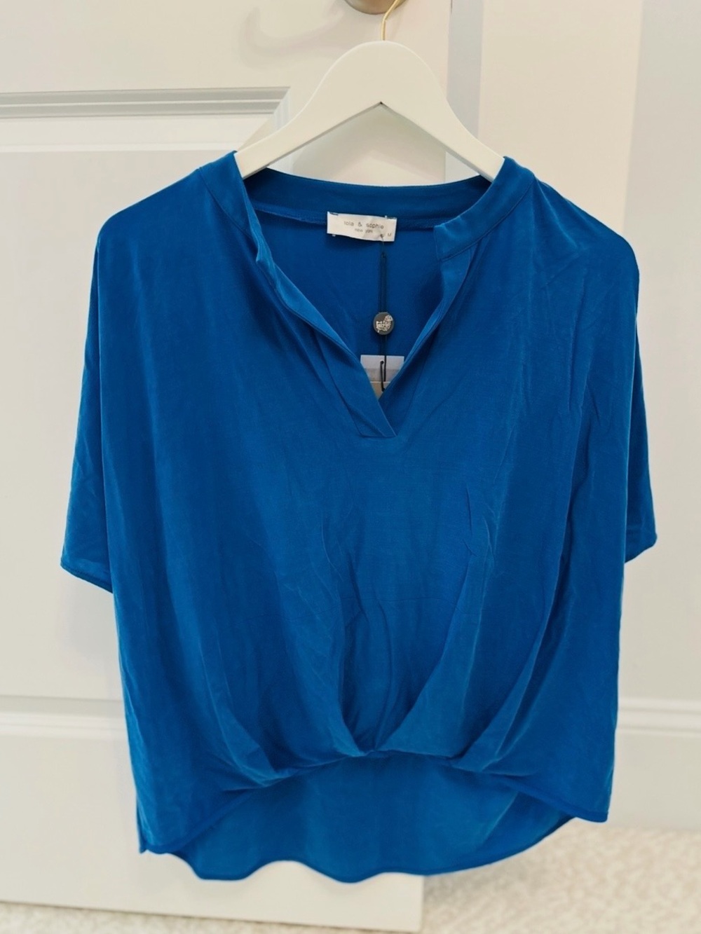 Lola & Sophie Royal Blue Short-Sleeve V-Notch Top